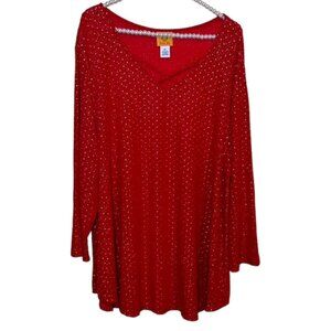 Ruby  Rd. Red and Gold Sparkly Tunic XL EUC